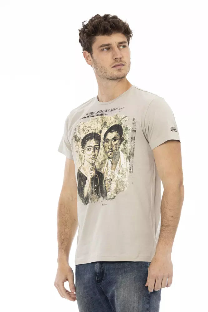 Trussardi Action Beige Cotton Men T-Shirt -   -  Trussardi Action.