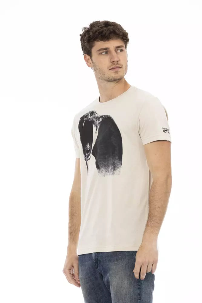 Trussardi Action Beige Cotton Men T-Shirt -   -  Trussardi Action.