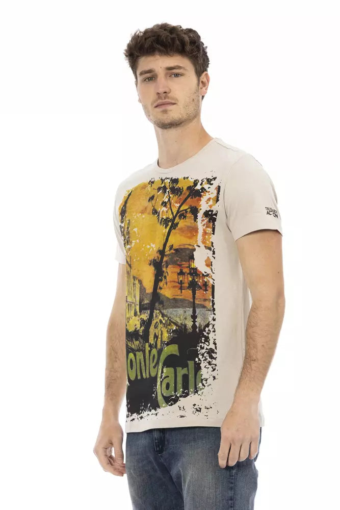 Trussardi Action Beige Cotton Men T-Shirt -   -  Trussardi Action.
