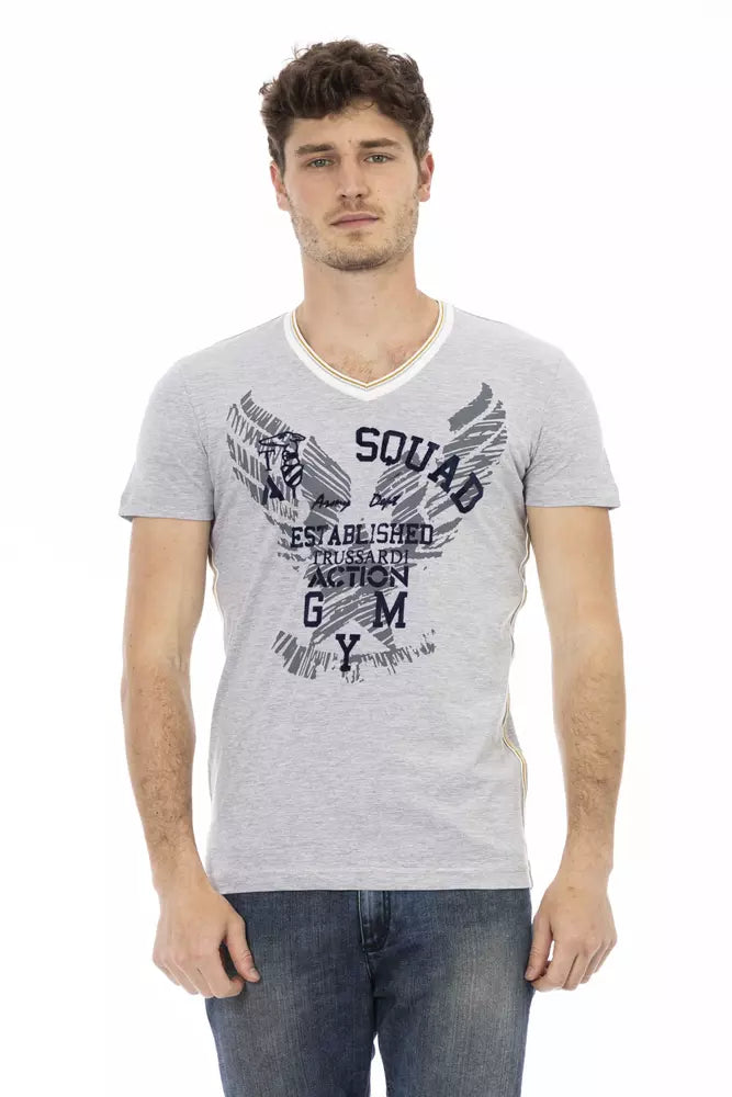 Trussardi Action Gray Cotton Men T-Shirt -   -  Trussardi Action.