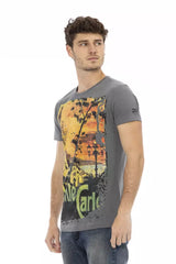 Trussardi Action Gray Cotton Men T-Shirt -   -  Trussardi Action.