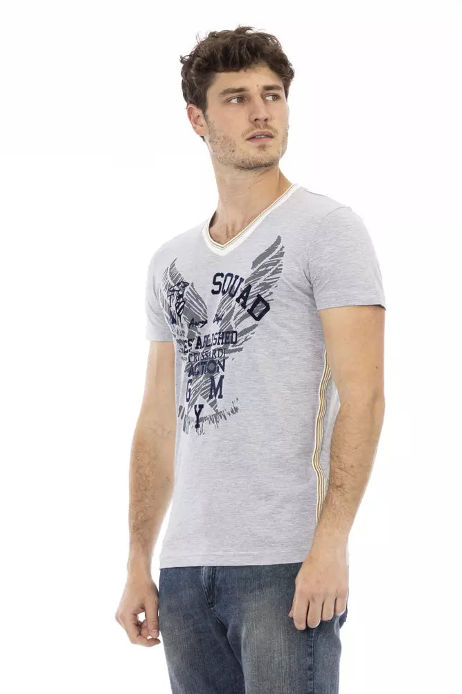 Trussardi Action Gray Cotton Men T-Shirt -   -  Trussardi Action.