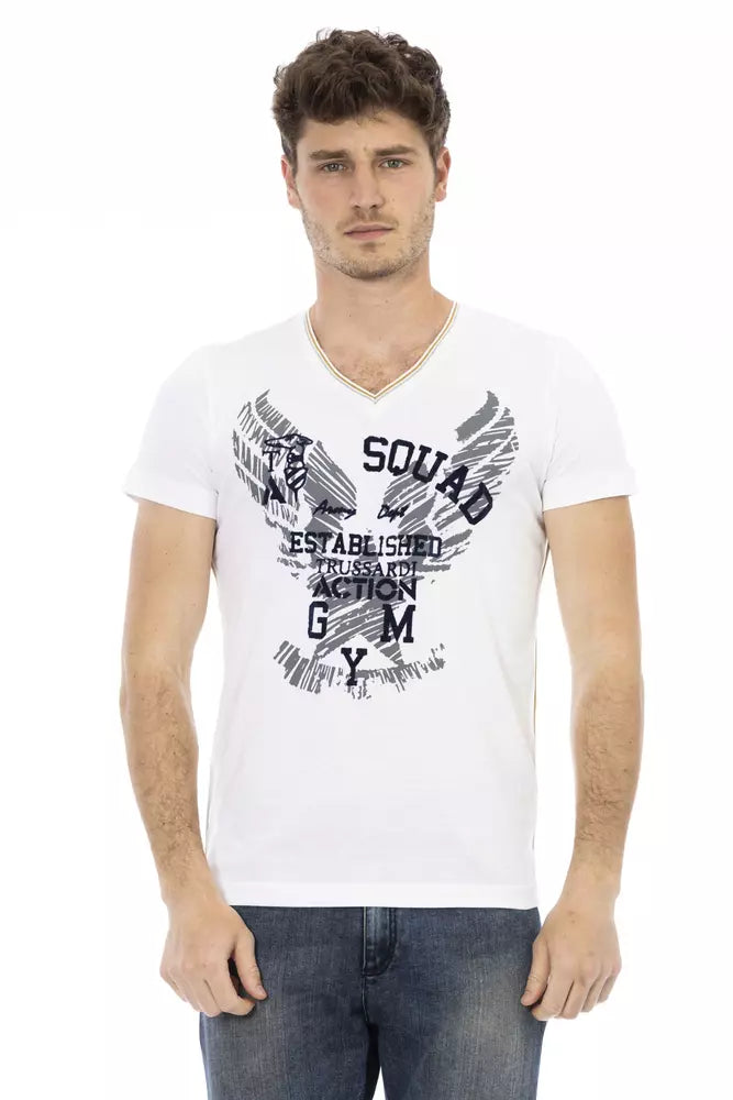 Trussardi Action White Cotton Men T-Shirt -   -  Trussardi Action.