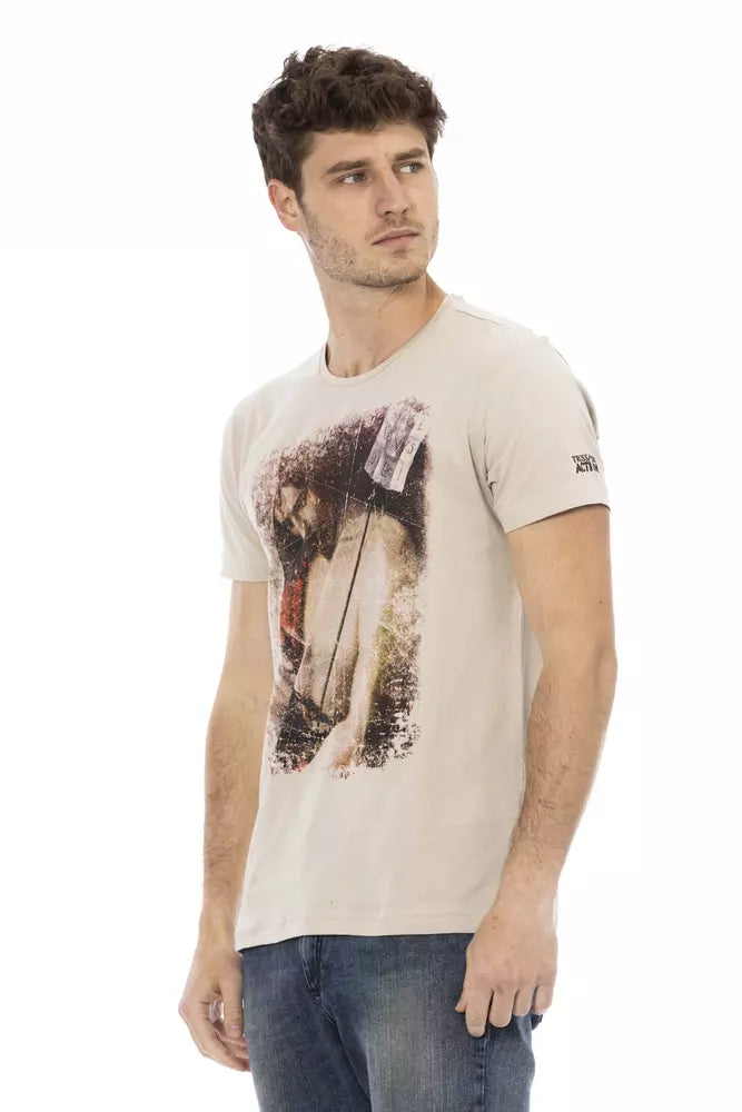 Trussardi Action Beige Cotton Men T-Shirt -   -  Trussardi Action.