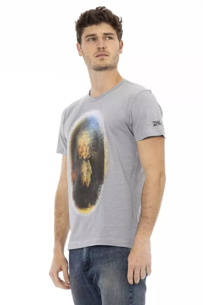Trussardi Action Gray Cotton Men T-Shirt -   -  Trussardi Action.