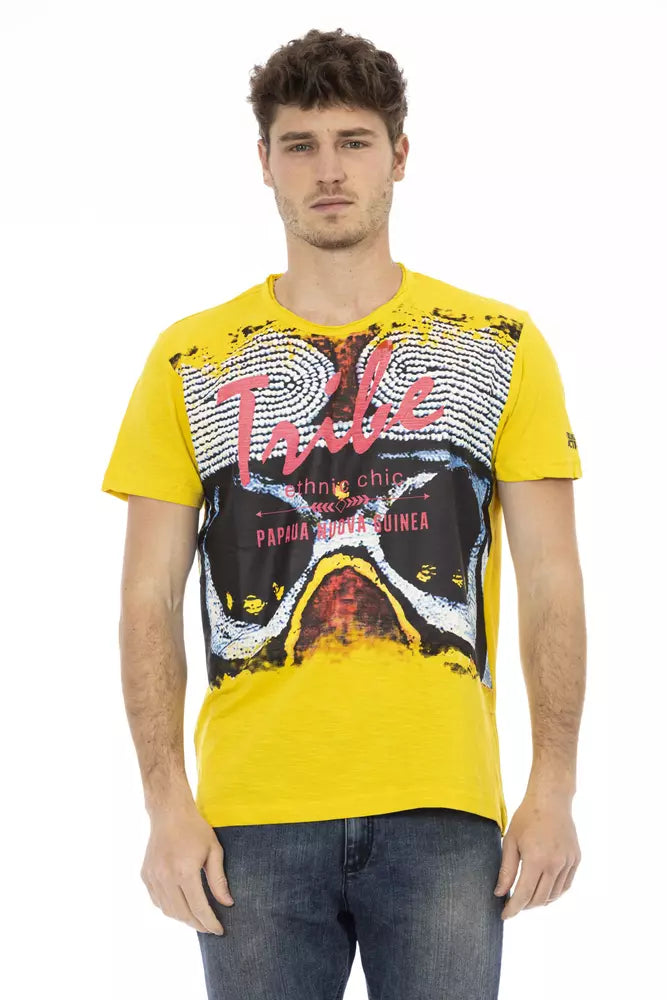 Trussardi Action Yellow Cotton Men T-Shirt -   -  Trussardi Action.
