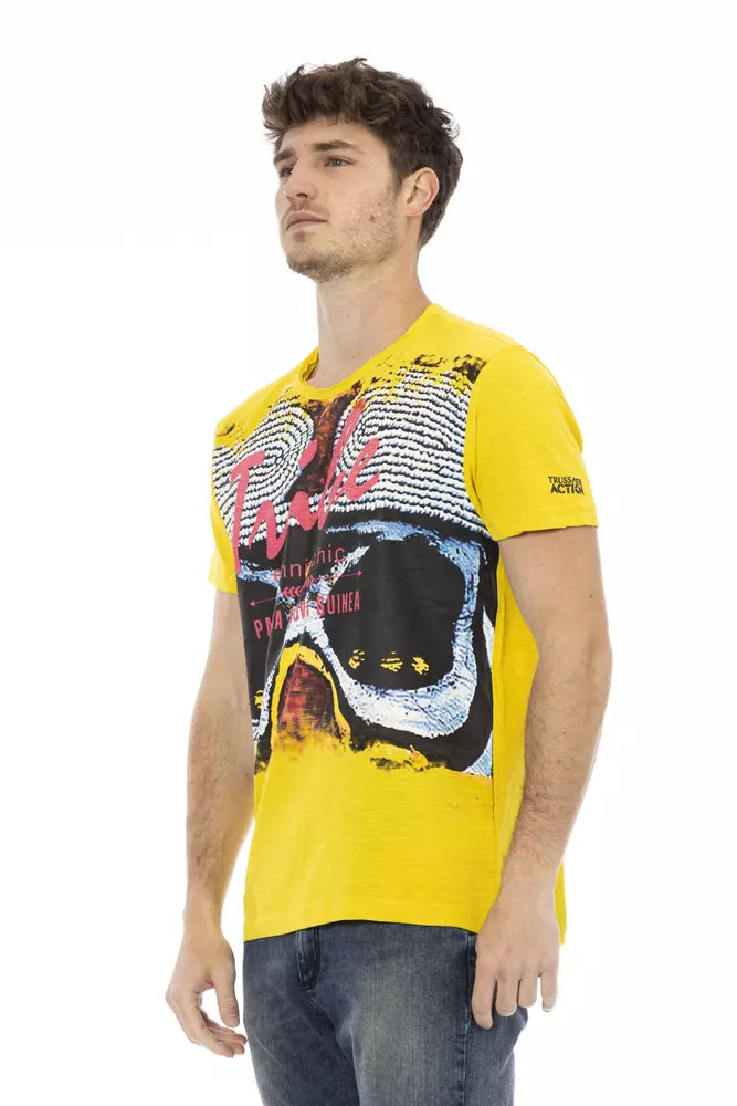 Trussardi Action Yellow Cotton Men T-Shirt -   -  Trussardi Action.