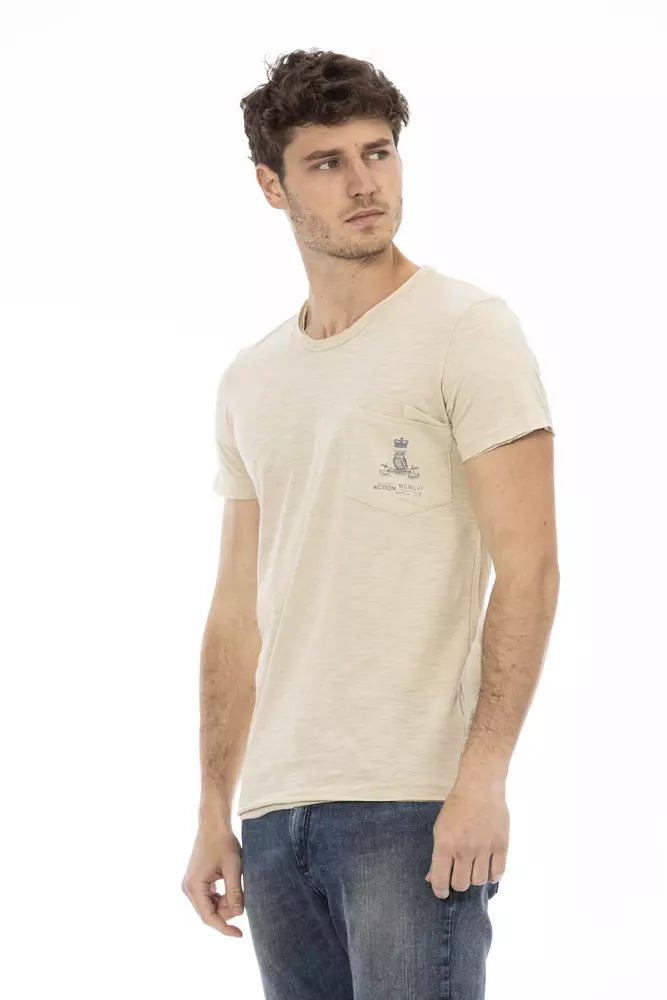 Trussardi Action Beige Cotton Men T-Shirt -   -  Trussardi Action.