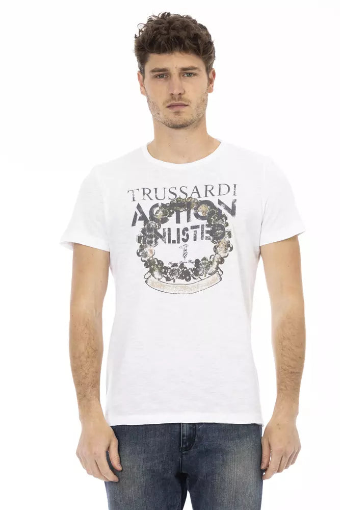 Trussardi Action White Cotton Men T-Shirt -   -  Trussardi Action.