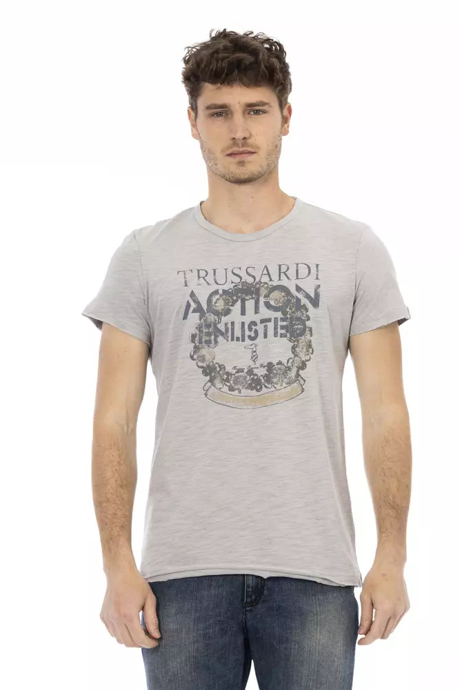 Trussardi Action Gray Cotton Men T-Shirt -   -  Trussardi Action.