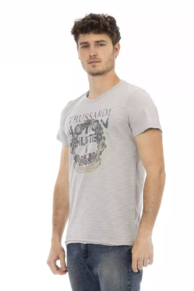 Trussardi Action Gray Cotton Men T-Shirt -   -  Trussardi Action.