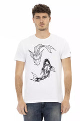 Trussardi Action Chic White Round Neck Cotton Tee -   -  Trussardi Action.