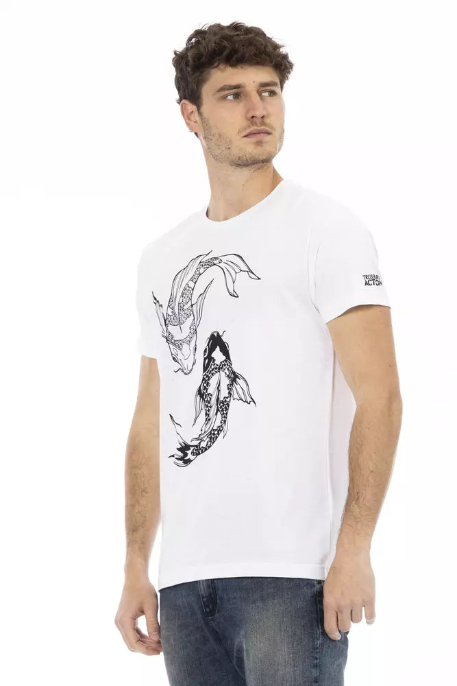 Trussardi Action Chic White Round Neck Cotton Tee -   -  Trussardi Action.