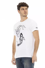 Trussardi Action Chic White Round Neck Cotton Tee -   -  Trussardi Action.