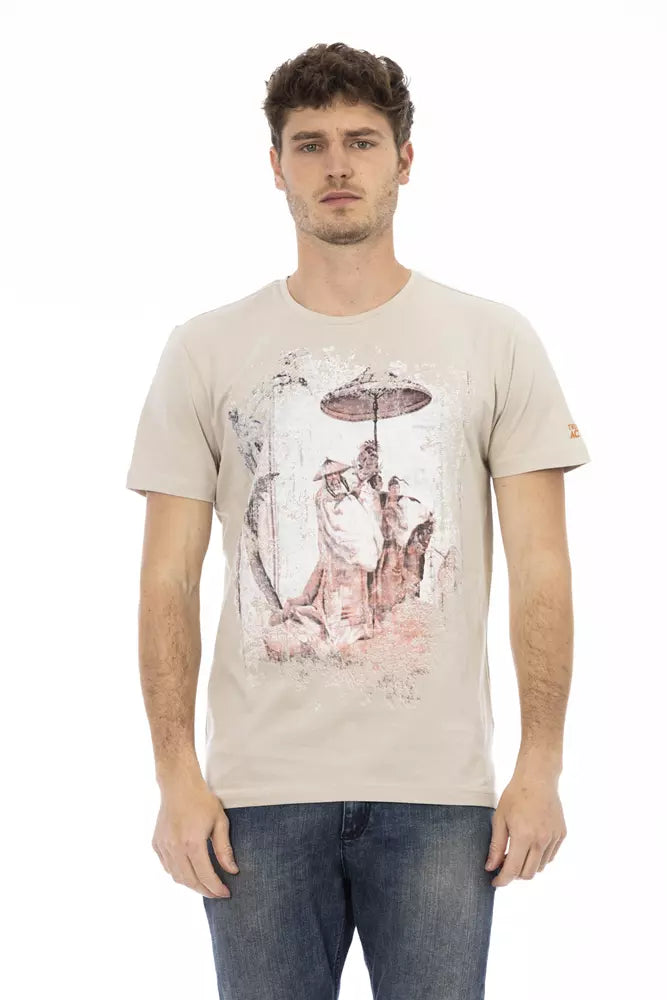 Trussardi Action Beige Cotton Men T-Shirt -   -  Trussardi Action.