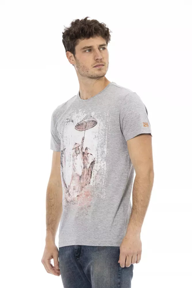Trussardi Action Gray Cotton Men T-Shirt -   -  Trussardi Action.