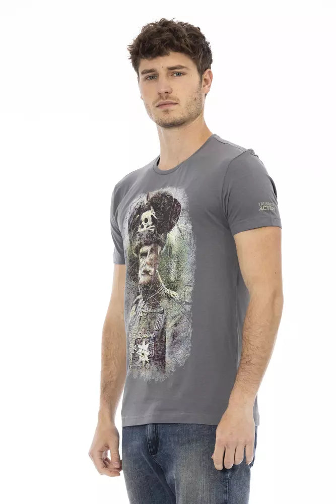 Trussardi Action Gray Cotton Men T-Shirt -   -  Trussardi Action.