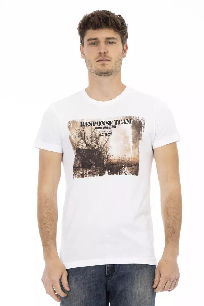 Trussardi Action White Cotton Men T-Shirt -   -  Trussardi Action.