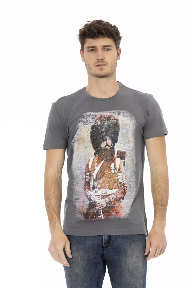 Trussardi Action Gray Cotton Men T-Shirt -   -  Trussardi Action.