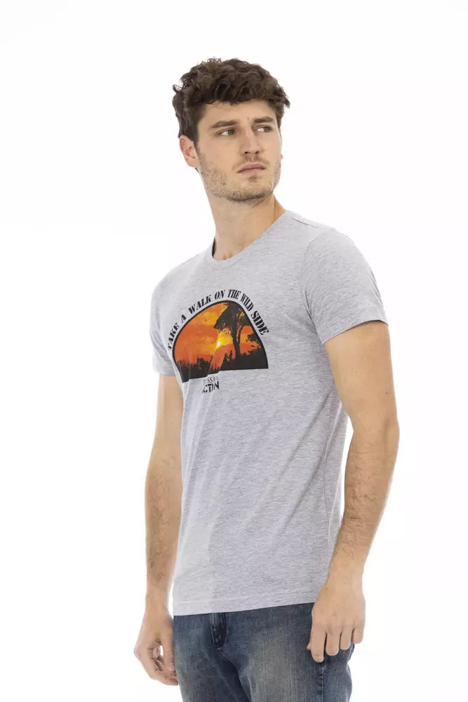 Trussardi Action Gray Cotton Men T-Shirt -   -  Trussardi Action.