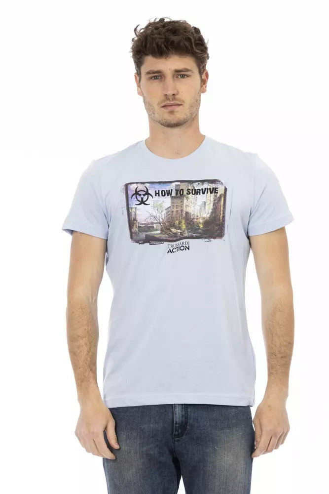 Trussardi Action Light Blue Cotton Men T-Shirt -   -  Trussardi Action.