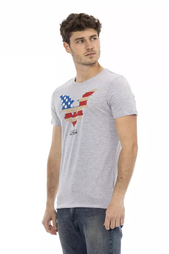 Trussardi Action Gray Cotton Men T-Shirt -   -  Trussardi Action.