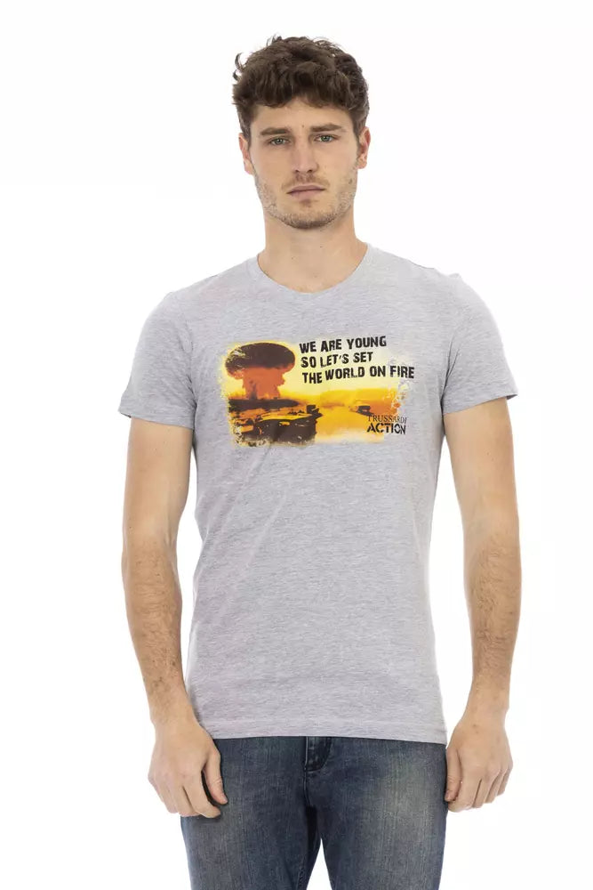 Trussardi Action Gray Cotton Men T-Shirt -   -  Trussardi Action.