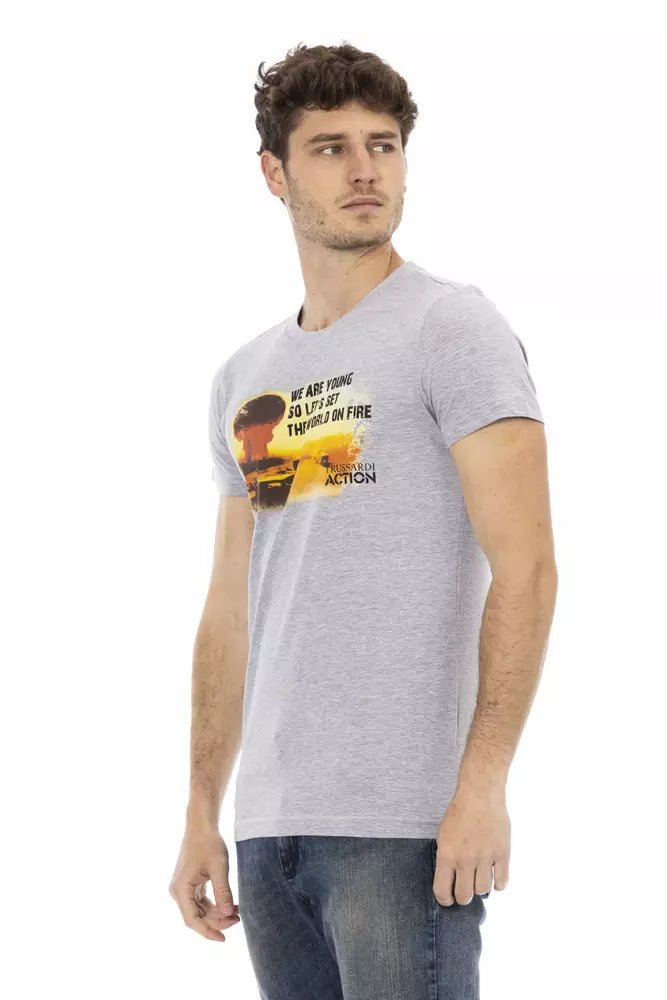 Trussardi Action Gray Cotton Men T-Shirt -   -  Trussardi Action.