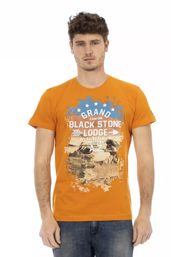 Trussardi Action Orange Cotton Men T-Shirt -   -  Trussardi Action.