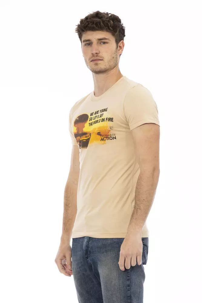 Trussardi Action Beige Cotton Men T-Shirt -   -  Trussardi Action.