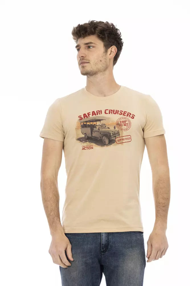 Trussardi Action Beige Cotton Men T-Shirt -   -  Trussardi Action.
