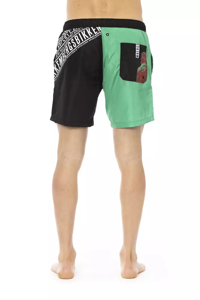 Bikkembergs Green Polyester Men Swim Shorts -   -  Bikkembergs.