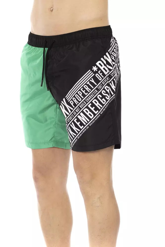 Bikkembergs Green Polyester Men Swim Shorts -   -  Bikkembergs.