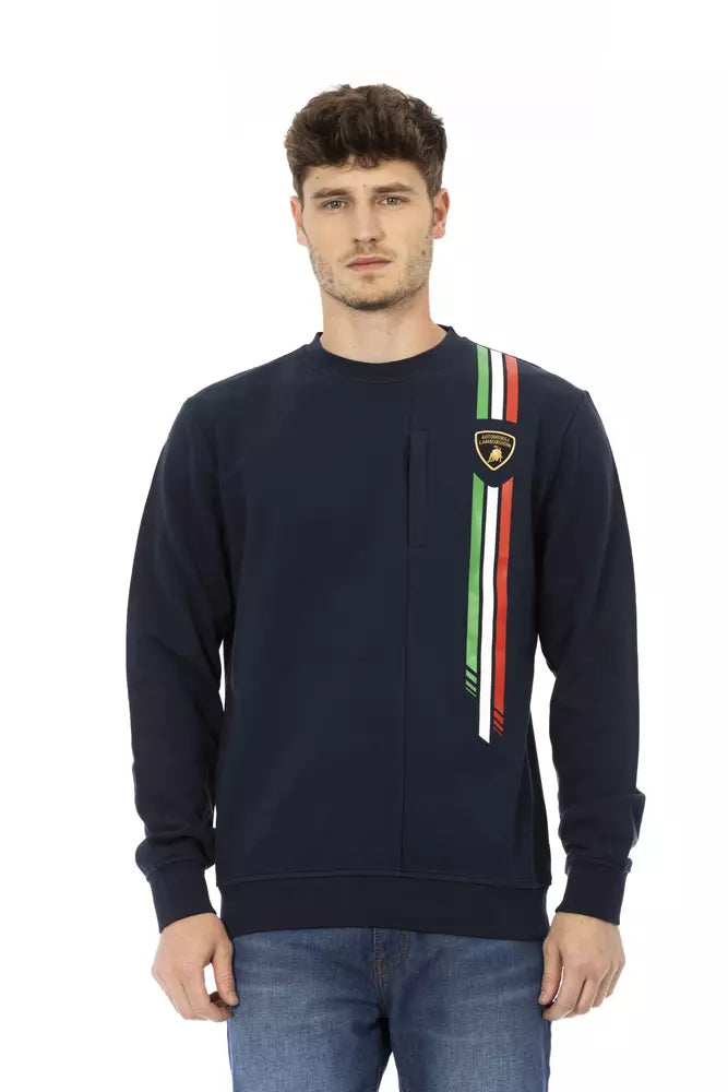 Automobili Lamborghini Blue Cotton Men Sweater with Chest Pocket -   -  Automobili Lamborghini.