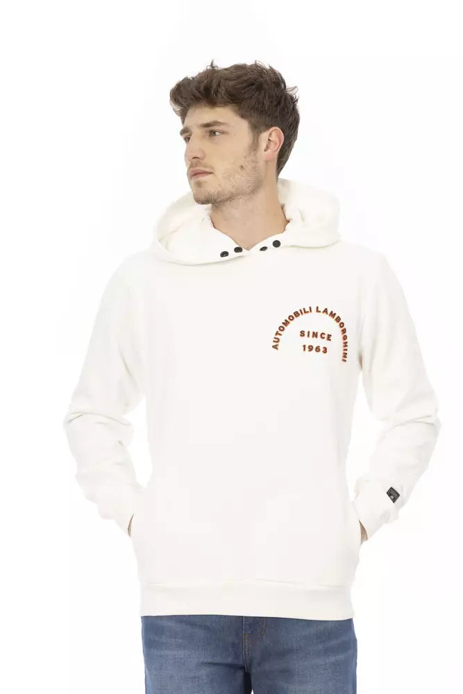 Automobili Lamborghini White Cotton Men Sweater with Pockets -   -  Automobili Lamborghini.
