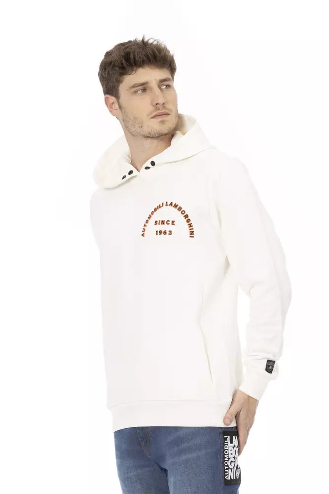 Automobili Lamborghini White Cotton Men Sweater with Pockets -   -  Automobili Lamborghini.