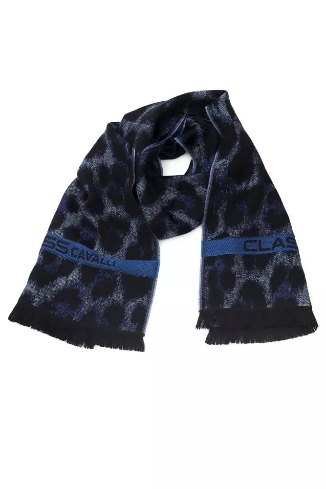 Cavalli Class Blue Wool Men Scarf -   -  Cavalli Class.