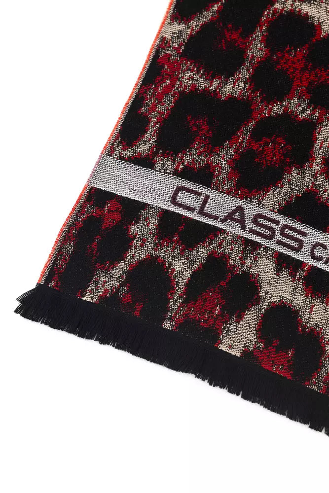 Cavalli Class Burgundy Wool Men Scarf -   -  Cavalli Class.