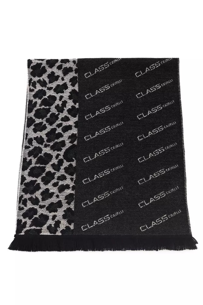 Cavalli Class Black Wool Men Scarf -   -  Cavalli Class.