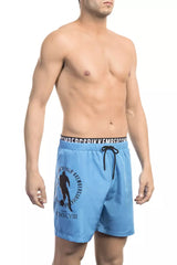 Bikkembergs Light Blue Polyester Men Swim Short -   -  Bikkembergs.