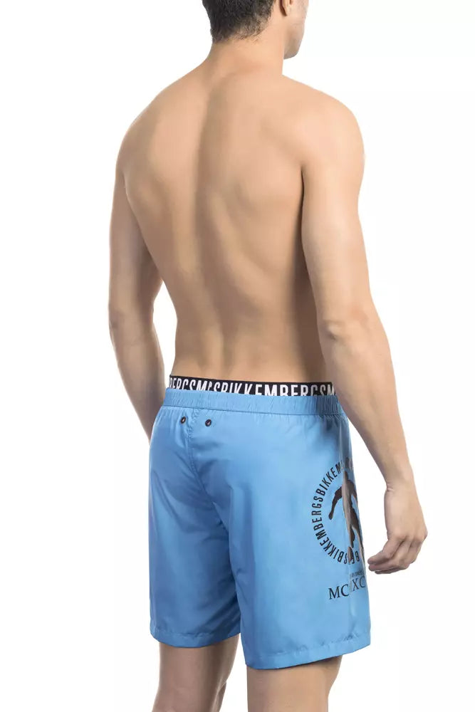 Bikkembergs Light Blue Polyester Men Swim Short -   -  Bikkembergs.