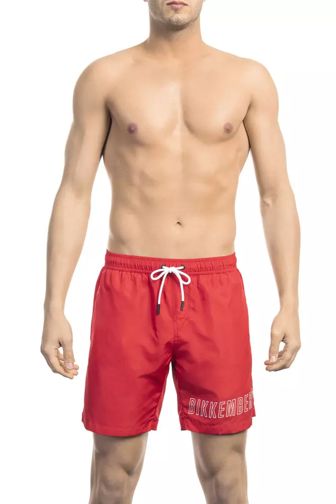 Bikkembergs Red Polyester Men Swim Short -   -  Bikkembergs.