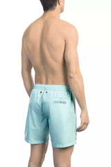 Bikkembergs Light Blue Polyester Men Swim Short -   -  Bikkembergs.