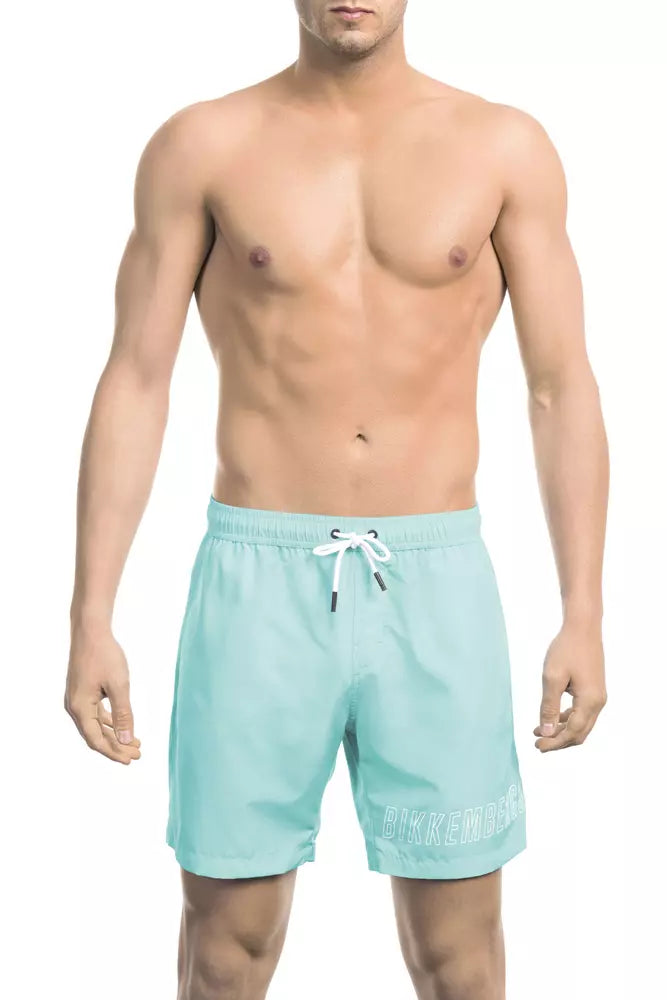 Bikkembergs Light Blue Polyester Men Swim Short -   -  Bikkembergs.