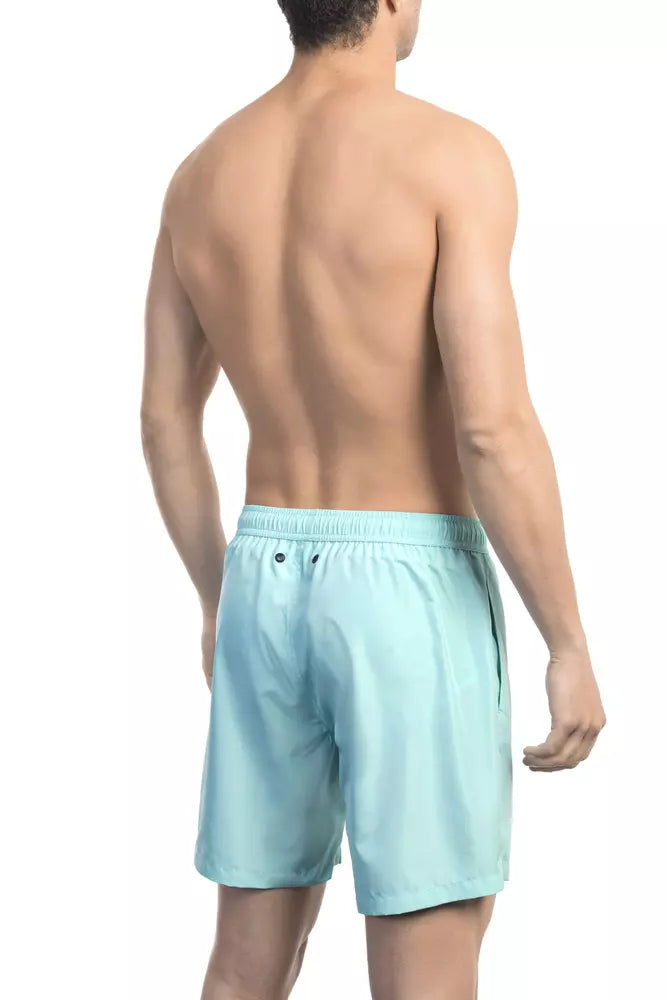 Bikkembergs Light Blue Polyester Men Swim Short -   -  Bikkembergs.