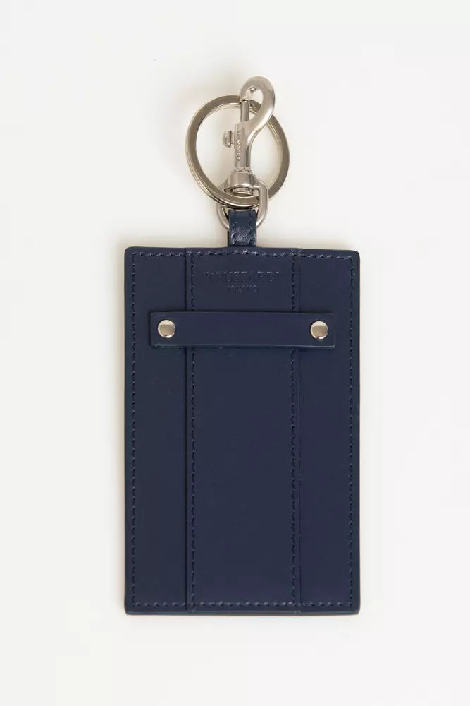 Trussardi Blue Leather Men Badge Holder -  Men´s Keychains -  Trussardi.