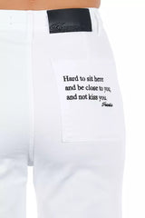 Frankie Morello White Cotton Women Cropped Trouser -   -  Frankie Morello.