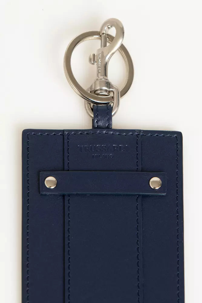 Trussardi Blue Leather Men Badge Holder -  Men´s Keychains -  Trussardi.
