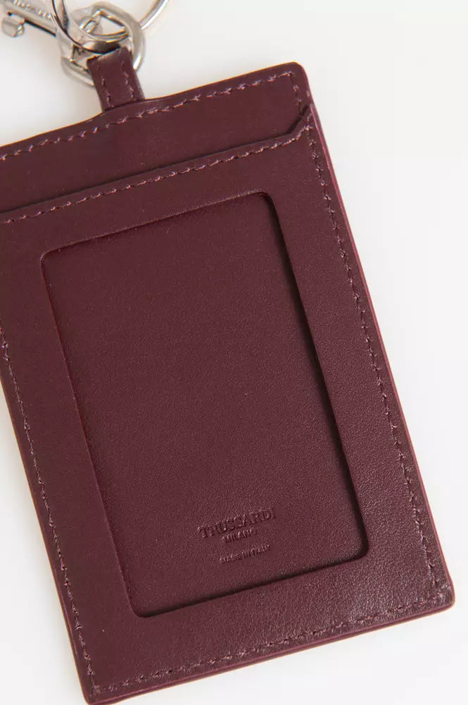 Trussardi Brown Leather Men Badge Holder -  Men´s Keychains -  Trussardi.