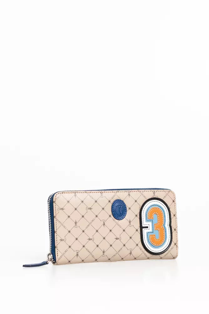 Trussardi Beige Leather Men Wallet -  Leather Wallet for Men -  Trussardi.